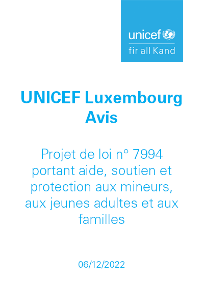 Avis UNICEF Luxembourg – Projet de loi 7994